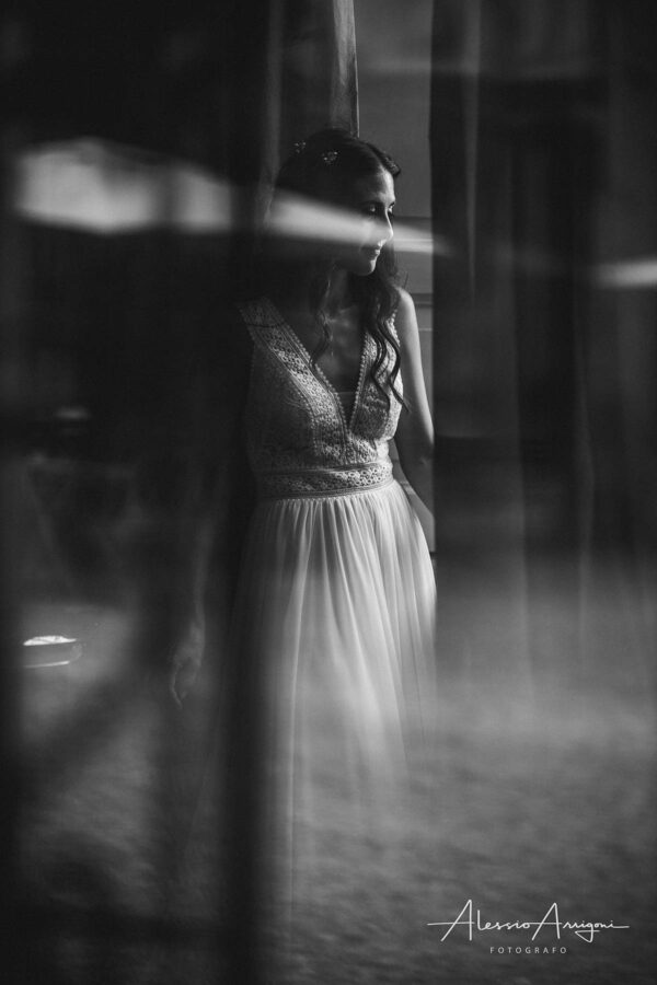 Alessio Arrigoni fotografia di matrimonio immagine di sposa in bianco e nero